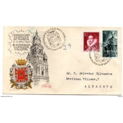 Carta con matasellos commemorativo   exposicion de murcia 1954