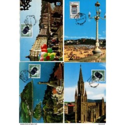 4 tarjetas con matasellos  san sebastian