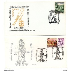 2 tarjetas  con matasellos  commemorativos  de 1984