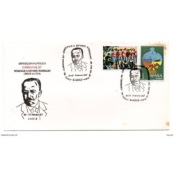 Carta  con matasellos  conmemorativo  homenaje  a antonio rodriguez  1987