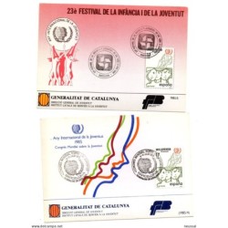 2 tarjetas con matasellos commemorativo  de 1985