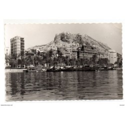 Postal de alicante  puerto y castillo