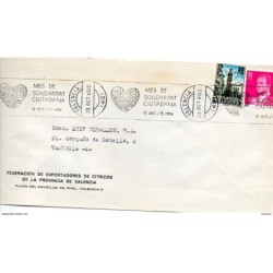 Carta con matasellos commemorativo de rodillo solidaritat ciutadana 1980