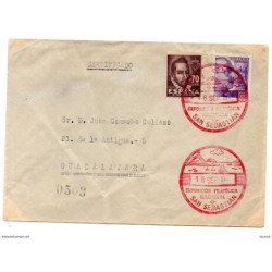Carta  con matasellos   rojo de  exposicion filatelica nacional  san sebastian