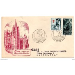 Carta con matasellos conmemorativo  exposicion filatelica leon de 1954
