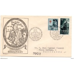 Carta con matasellos conmemorativo  centenario de pedro de valdivia Castuera 1953