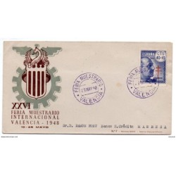 Carta con matasellos feria muestrario valencia de 1948