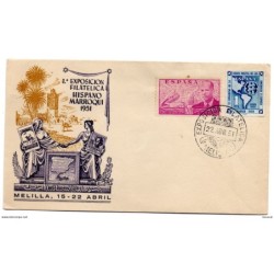 Carta con matasellos exposición filatélica melilla 1951