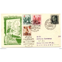 Carta con matasellos primer dia de 1951 circulada