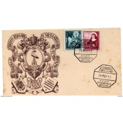 Tarjeta con matasellos  eucaristicos barcelona  de 1952