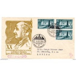 Carta con matasellos  de primer dia de 1956 certficada