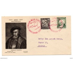 Carta con matasellos conmmemorativo en rojo  castilleja de la cuesta  hernan cortes