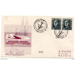 Carta con matasellos conmemorativo correo aereo sin sobretasa de 1954