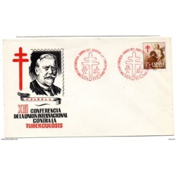 Carta  con matasellos rojo contra la tuberculosis de 1954