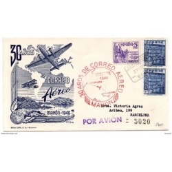 Carta  con matasellos conmemorativo 30 años de correo aereo mahon de 1949