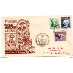 Carta  con matasellos conmemorativo congreso hispano americano de historia de 1949