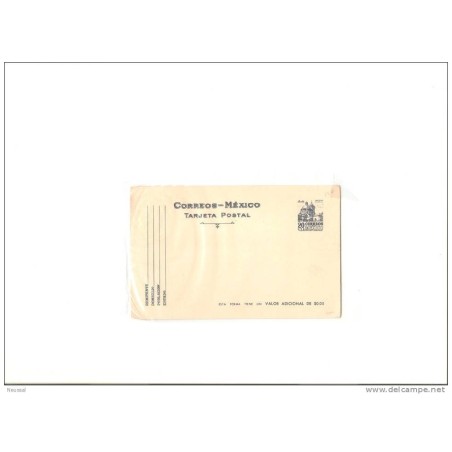 Tarjeta postal servicio aereo 20cts color de fondo claro