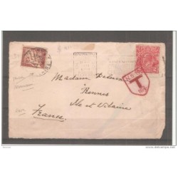 Frontal carta de australia con sello de tasas frances