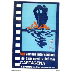 Tarjeta con matasellos conmemorativo de semana de cine naval y del mar de 1979
