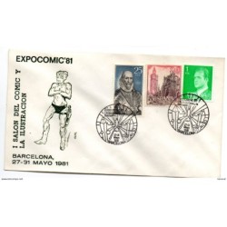 Carta con matasellos conmemorativo de expocomic de 1981