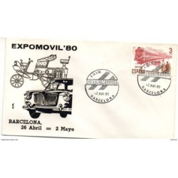 Carta con matasellos conmemorativo de expomovil de 1980