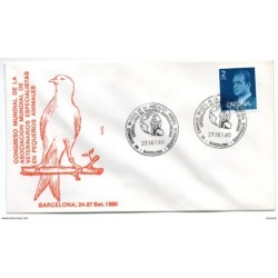 Carta con matasellos conmemorativo de congreso mundial de veterinarios de 1980