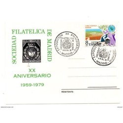 Tarjeta con matasellos exposicion de aniversario madrid