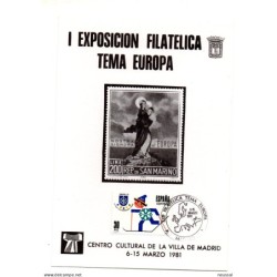 Tarjeta con matasellos exposicion filatelica de tema europa