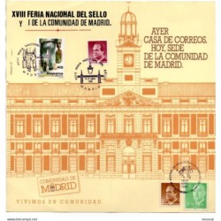 Tarjeta  con matasellos conmemorativo de feria nacional del sello madrid 1986