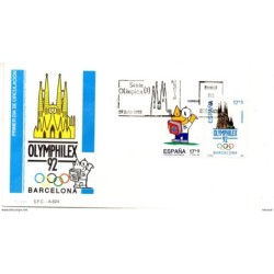 Sobre con matasellos conmemorativo olymphilex 92