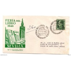 Carta con matasellos conmemorativo feria nacional del libro de 1948 sevilla