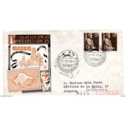 Carta con matasellos conmemorativo  congreso ciencias prehistoricas 1954