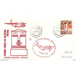 Carta con matasellos conmemorativo  aviocar postal madrid 1984