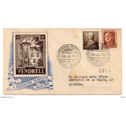 Carta con matasellos conmemorativo exposicion filatelica vendrell 1951