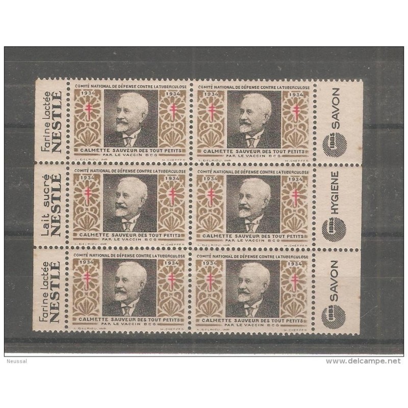 Bloque de viñetas tuberculosos 1934 Bloque de viñetas tuberculosos 1934