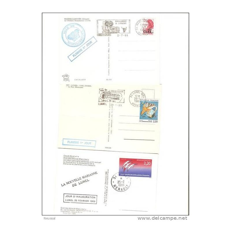 3 tarjeta postal circuladas con cuños conmemorativos 3 tarjeta postal circuladas con cuños conmemorativos