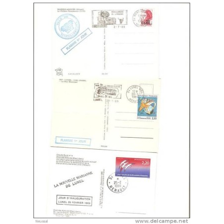 3 tarjeta postal circuladas con cuños conmemorativos