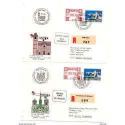 4 cartas con matasellos especiales de suiza