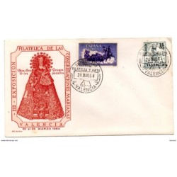 Carta  con matasellos de exposicion filatelica y arte de 1964 valencia y plan sur