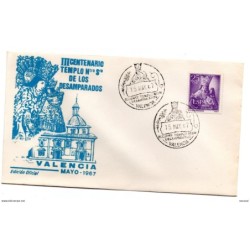Carta  con matasellos de exposicion  templo de los desamparados de 1967