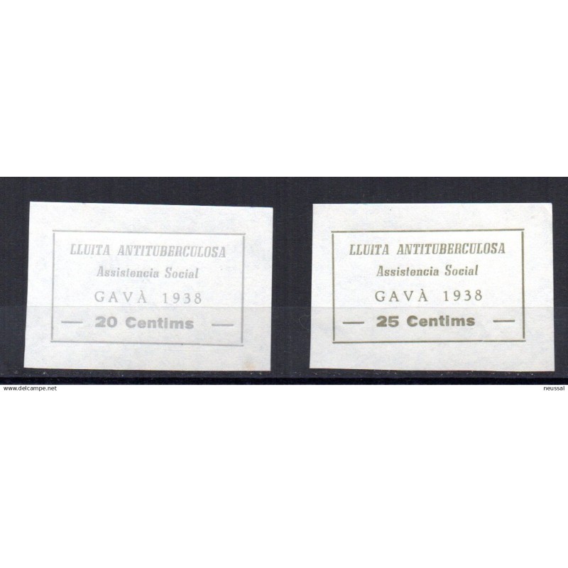 2 viñetas de lluita antituberculosa de Gava 1938 2 viñetas de lluita antituberculosa de Gava 1938
