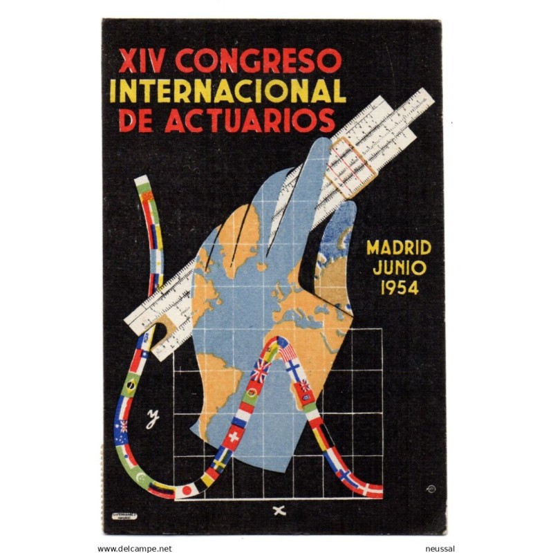 Tarjeta congreso internacional de actuarios de 1954 Tarjeta congreso internacional de actuarios de 1954
