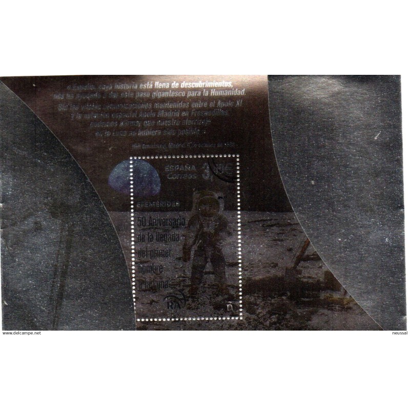 Hoja bloque muestra de 50 aniversario del hombre a la luna España Hoja bloque muestra de 50 aniversario del hombre a la luna España