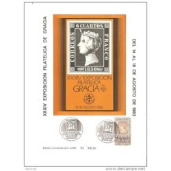 Tarjeta commemorativa exposicion filatelica de gracia