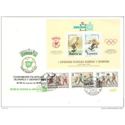 Carta  con hb y matasellos exposicion filatelica olimpica y deportiva