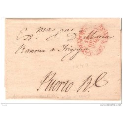 Carta con matasellos rojo 1849