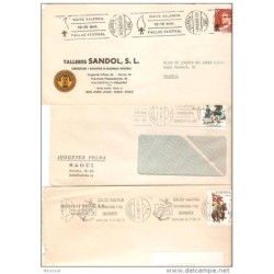 3 cartas con matasellos diferentes en rodillo