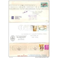 3 cartas con matasellos diferentes en rodillo2