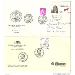 2 cartas con matasello diferentes bilbao y valencia
