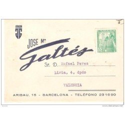 Tarjeta  con publicidad galtez